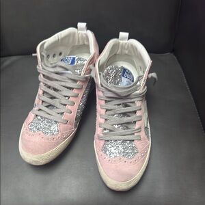 Pink and Silver Glitter Sneakers